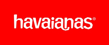 White Havaianas logo on red background