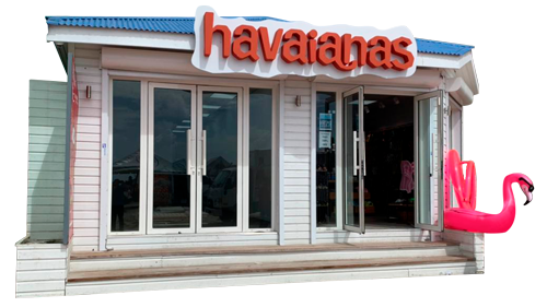 Storefront image of the Havaianas store on the boardwalk in St. Maarten