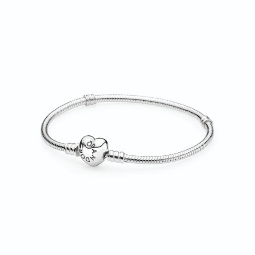Silver Charm Bracelet with Heart Clasp