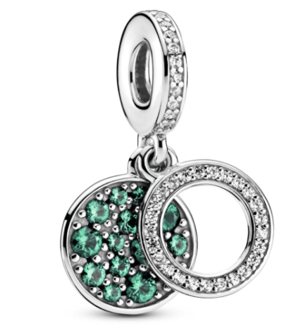 Sparkling Green Disc Double Dangle Charm