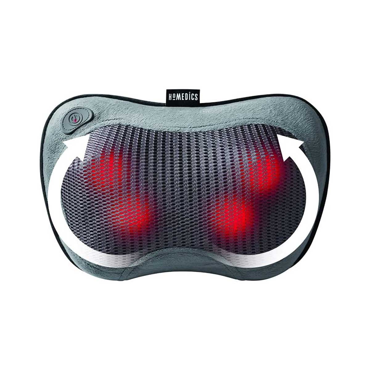 HoMedics - Cordless Shiatsu All-Body Massage Pillow with Soothing Heat, Reverse Function, Rechargeable Battery, and Integrated Controls, Lightweight