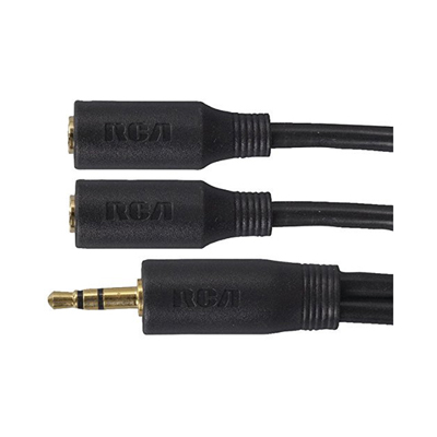 RCA - Stereo Headphone Splitter or Y Adapter, Black