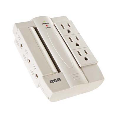 RCA - Surge Protector, 6 outlet, Swivel, White