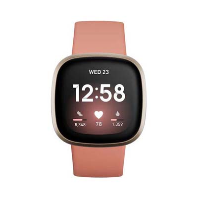 Fitbit - Versa 3 GPS Smartwatch, Pink Clay/ Soft Gold Aluminum