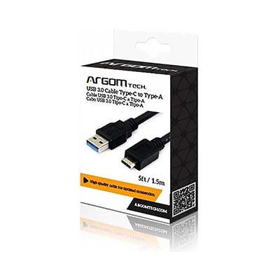 Argomtech - USB 3.0 Cable Type-C to Type-A, 3', Black