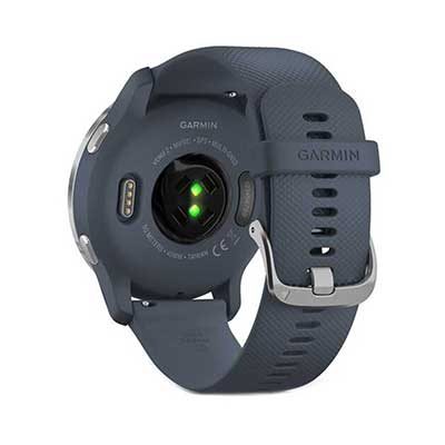 Garmin - Venu 2 GPS Smartwatch, Silver Stainless Steel Bezel, Granite Blue Case, Silicone Band