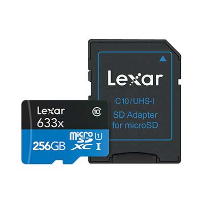 Lexar - 256GB High-Performance 633x UHS-I microSDXC Memory Card with SD Adapter
