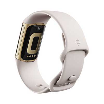 Fitbit - Charge 5 Fitness & Health Tracker, Lunar White / Soft Gold Stainless Steel
