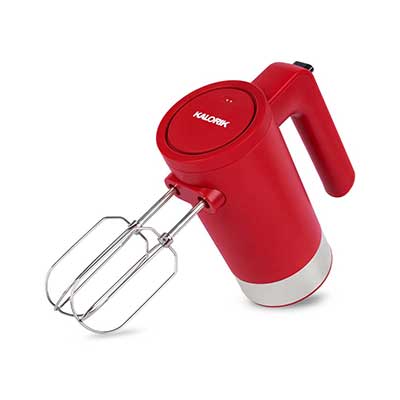 Kalorik - Cordless Electric 5-Spead Hand Mixer, Red