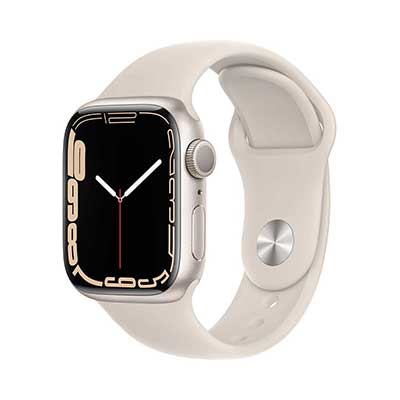 Apple - Watch Series 7, GPS, 41mm, Starlight Aluminum, Starlight Sport Band