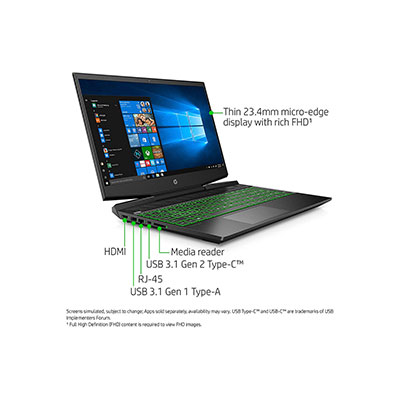 Hewlett-Packard - Pavilion 15.6" Gaming Laptop, 12GB, 512GB, Green