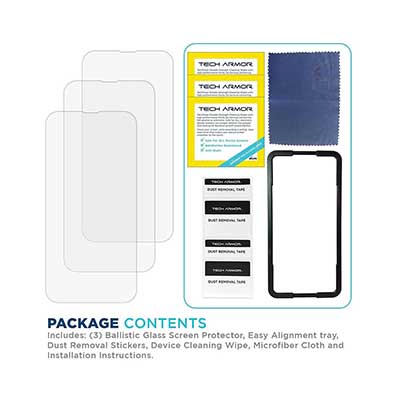 Tech Armor - Ballistic Glass Screen Protector, iPhone 13/13 Pro, 3 Pack