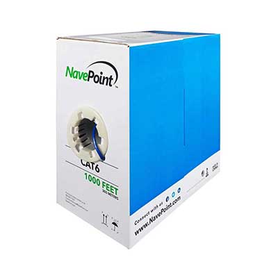 NavePoint - Cat6 (CCA), 500ft, Solid Bulk Ethernet Cable, 550MHz, 23AWG 4 Pair, Unshielded Twisted Pair, Blue