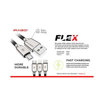 Irago - Flexx Rapid charge & Sync Cable F/Type-C
