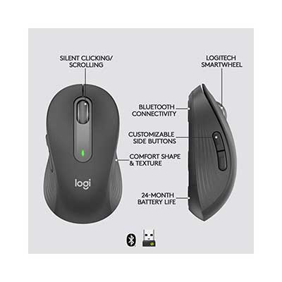 Logitech - Signature M650 L Right Handed Wireless Mouse, Graphite
