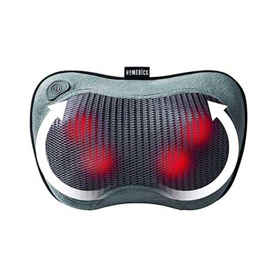 HoMedics - Cordless Shiatsu All-Body Massage Pillow with Soothing Heat, Reverse Function, Rechargeable Battery, and Integrated Controls, Lightweight