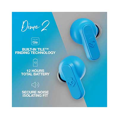 Skullcandy - Dime 2 True Wireless in-Ear Earbuds, Light Grey/Blue