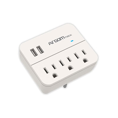Aegomtech - Surge Protector charging station 3-Outlets/2-USB, White