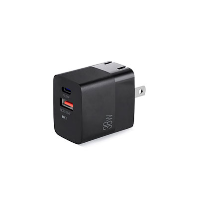 Argomtech - Fast Wall Charger, 38W, Dual Type-C and USB, Volta P4, Black