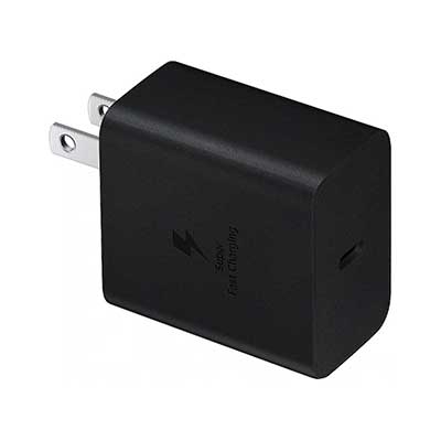 Samsung -  45W Power Adapter w/Cable C-to-C, Black