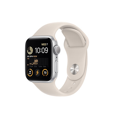 Apple - Watch SE 40mm Silver Aluminum Case with White Sport Band