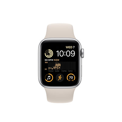 Apple - Watch SE 40mm Silver Aluminum Case with White Sport Band