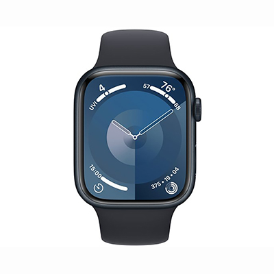 Apple - Watch Series 9 (GPS) 45mm Midnight Aluminum Case with Midnight Sport Band - S/M - Midnight