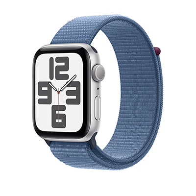 Apple - Watch SE (GPS) 40mm Silver Aluminum Case with Winter Blue Sport Loop - Silver