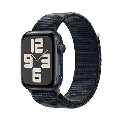 Apple - Watch SE (GPS) 44mm Midnight Aluminum Case with Midnight Sport Loop - Midnight