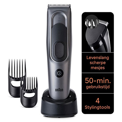 Braun - Hair clipper Series 7 HC7390 with 17 length settings, 2 combs, charging stand and pouch