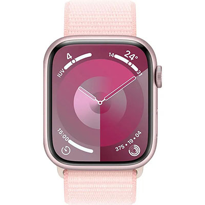 Apple - Watch Series 9 45mm (GPS / Pink Aluminum Case / Light Pink Loop Sport)