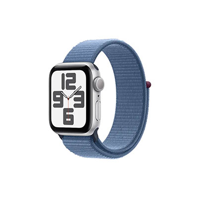 Apple - Watch SE 2nd Generation (GPS + Cellular) 40mm Silver Aluminum Case with Winter Blue Sport Loop - Silver