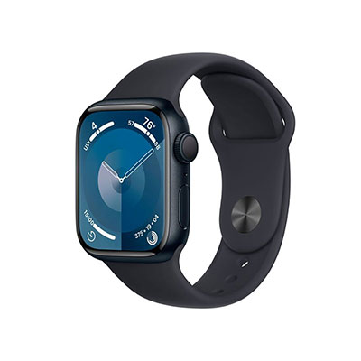 Apple - Apple Watch Series 9 (GPS) 41mm Midnight Aluminum Case with Midnight Sport Band with Blood Oxygen - S/M - Midnight