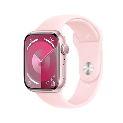 Apple - Apple Watch Series 9 (GPS) 41mm Pink Aluminum Case with Light Pink Sport Band with Blood Oxygen - S/M - Pink