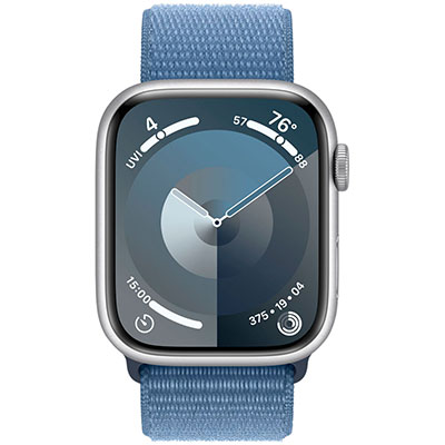 Apple - Watch series 9, 45mm, Silver Aluminium Case - Winter Blue Loop Sport