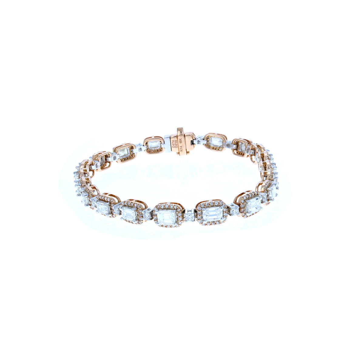 White and Rose Gold Diamond Bracelet 14KT