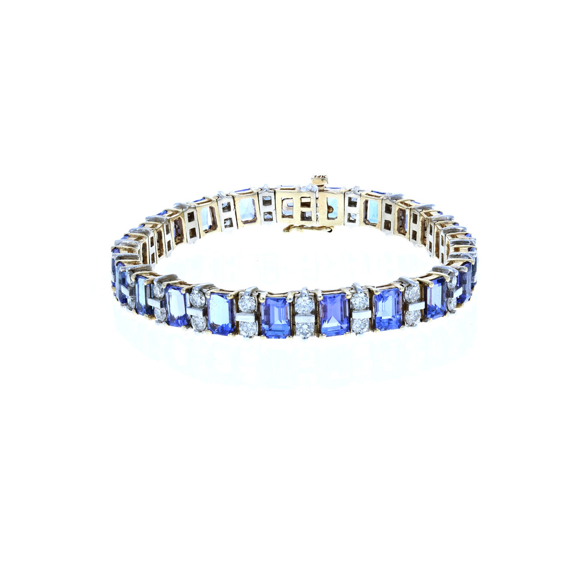 Emerald-Cut Tanzanite and Diamond Bracelet 14KT