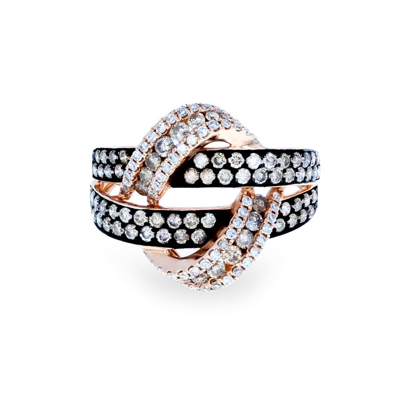 Fashion Brown and White Diamond Ring 14KT