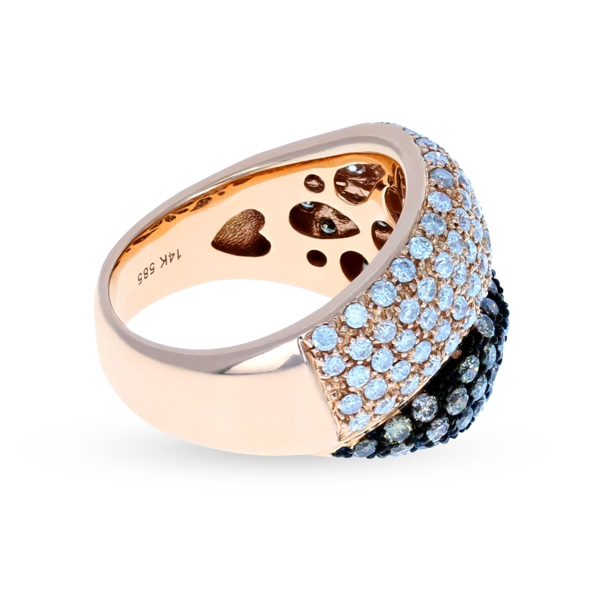 Rose Gold Brown and White Diamond Ring 14KT