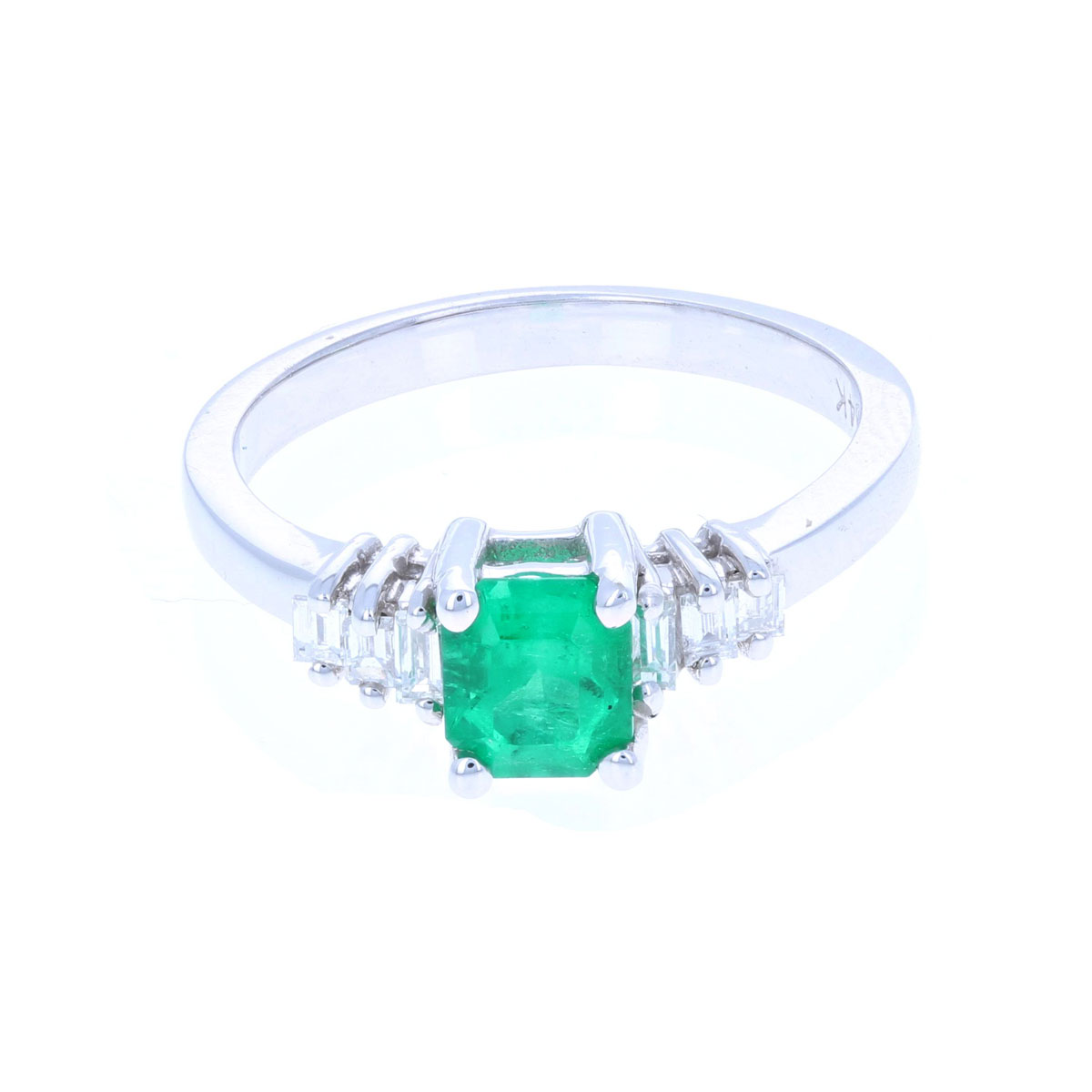 Simple Emerald & Diamond Ring 14 KT