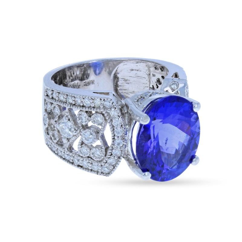 Vintage-Look Tanzanite & Diamond Ring 14KT