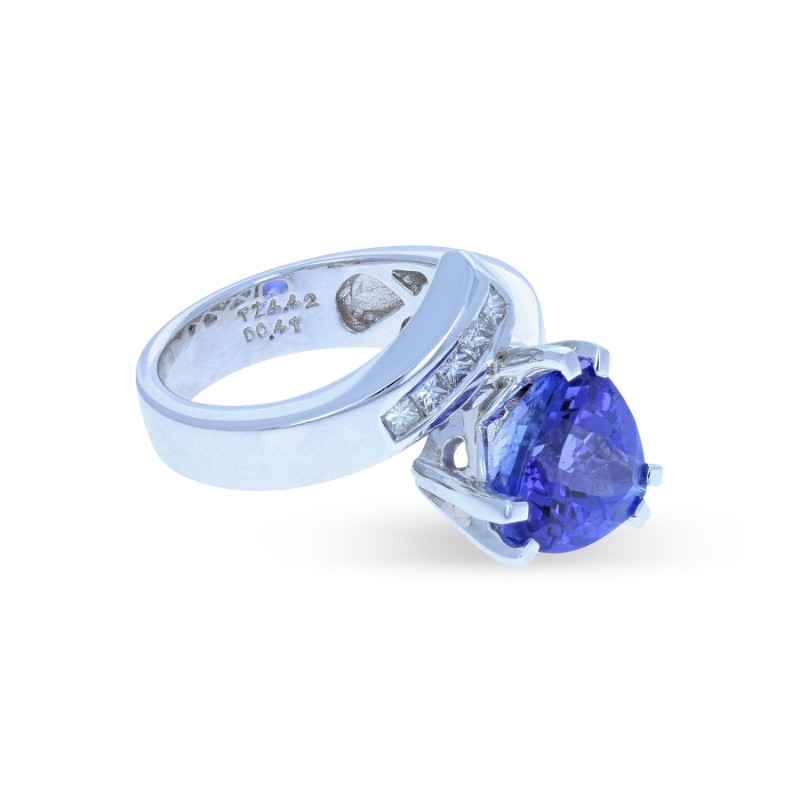 Trillion Tanzanite & Princess Cut Diamond Ring 14K