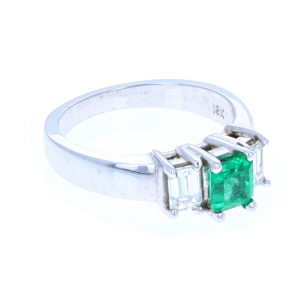 Simple Emerald & Diamond Ring 18KT