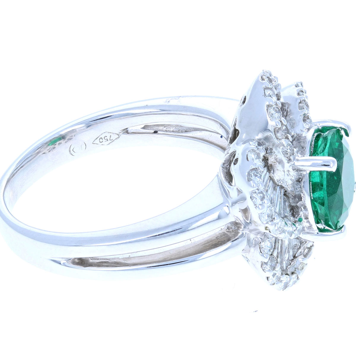 Fancy Emerald & Diamond Ring 18KT