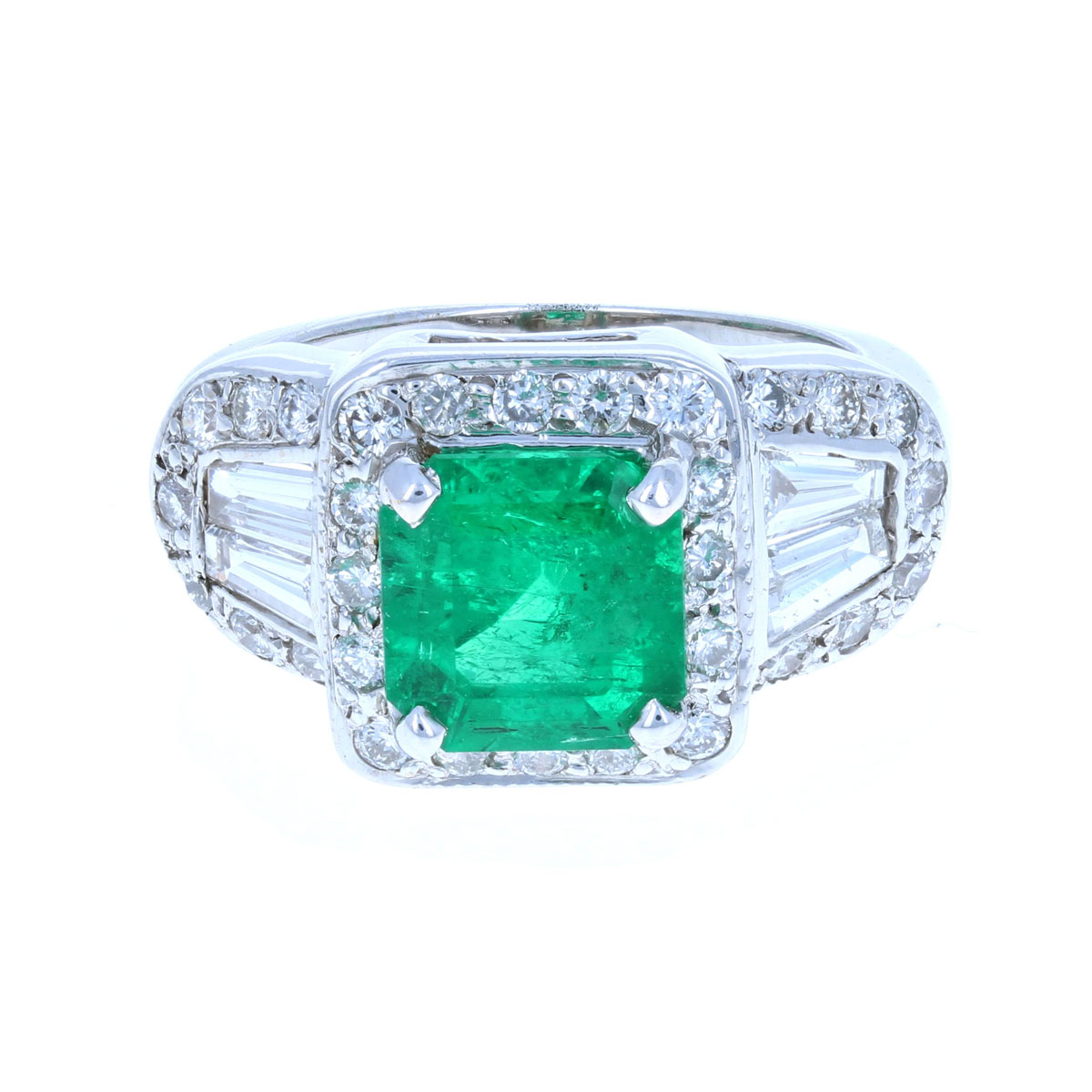 Square Emerald & Diamond Ring 18KT
