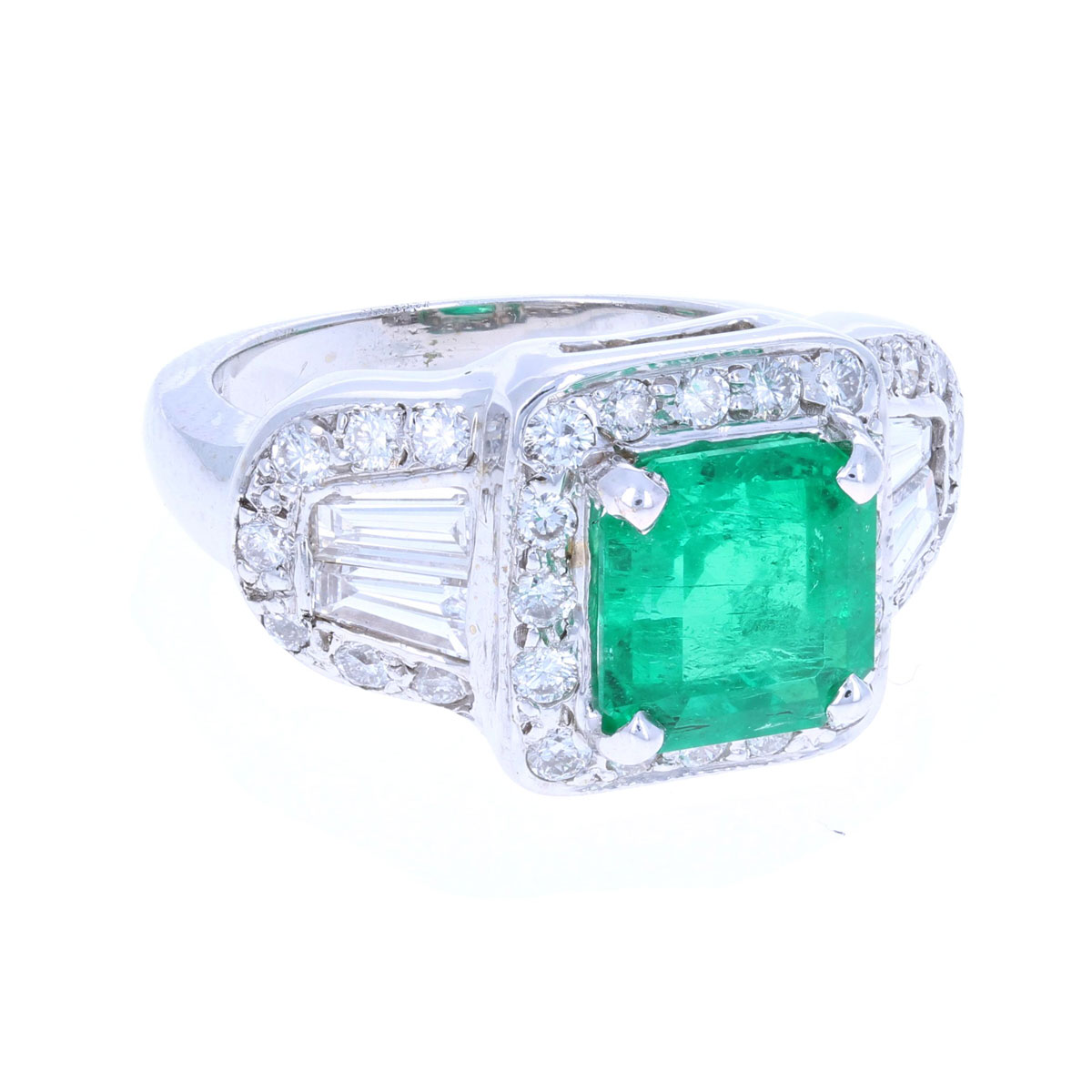 Square Emerald & Diamond Ring 18KT