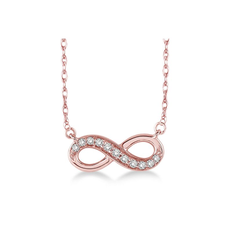 Rose Gold Infinity Diamond Necklace 14KT, 0.15 Carats