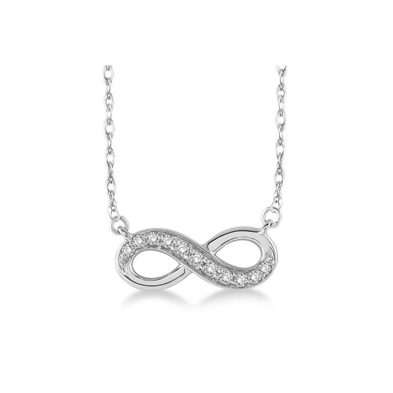 White Gold Infinity Diamond Necklace 14KT, 0.15 Carats