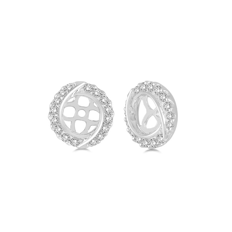White Gold Round Diamond Earring Jackets 14KT, 0.25 Carats