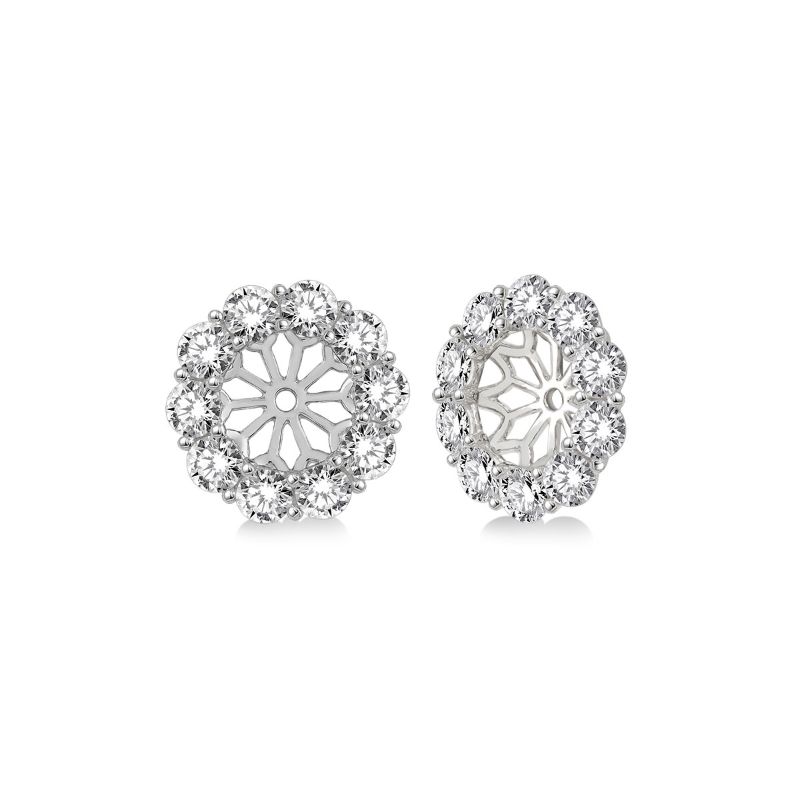 White Gold Classic Diamond Earring Jackets 14KT, 1.50 Carats